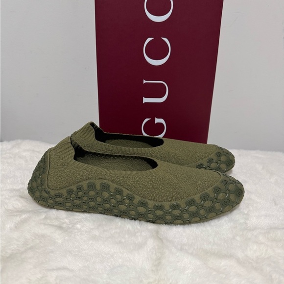 Gucci Shoes - Gucci Unisex Olive Green Slip-On Knit Shoes